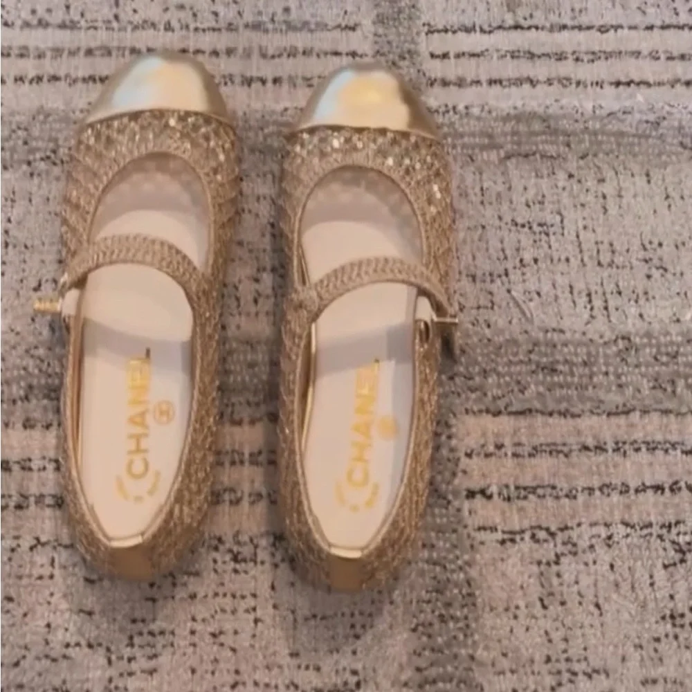 CHANEL Mesh and Sequin Mary Jane flats